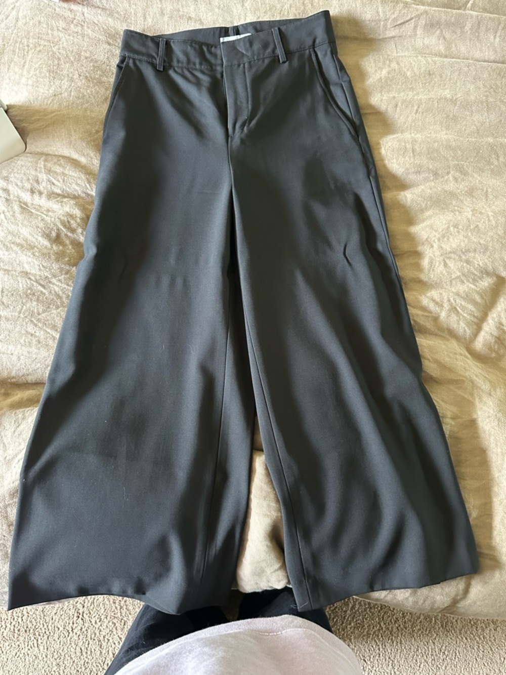 Vince Wool Wide Leg Black Trousers